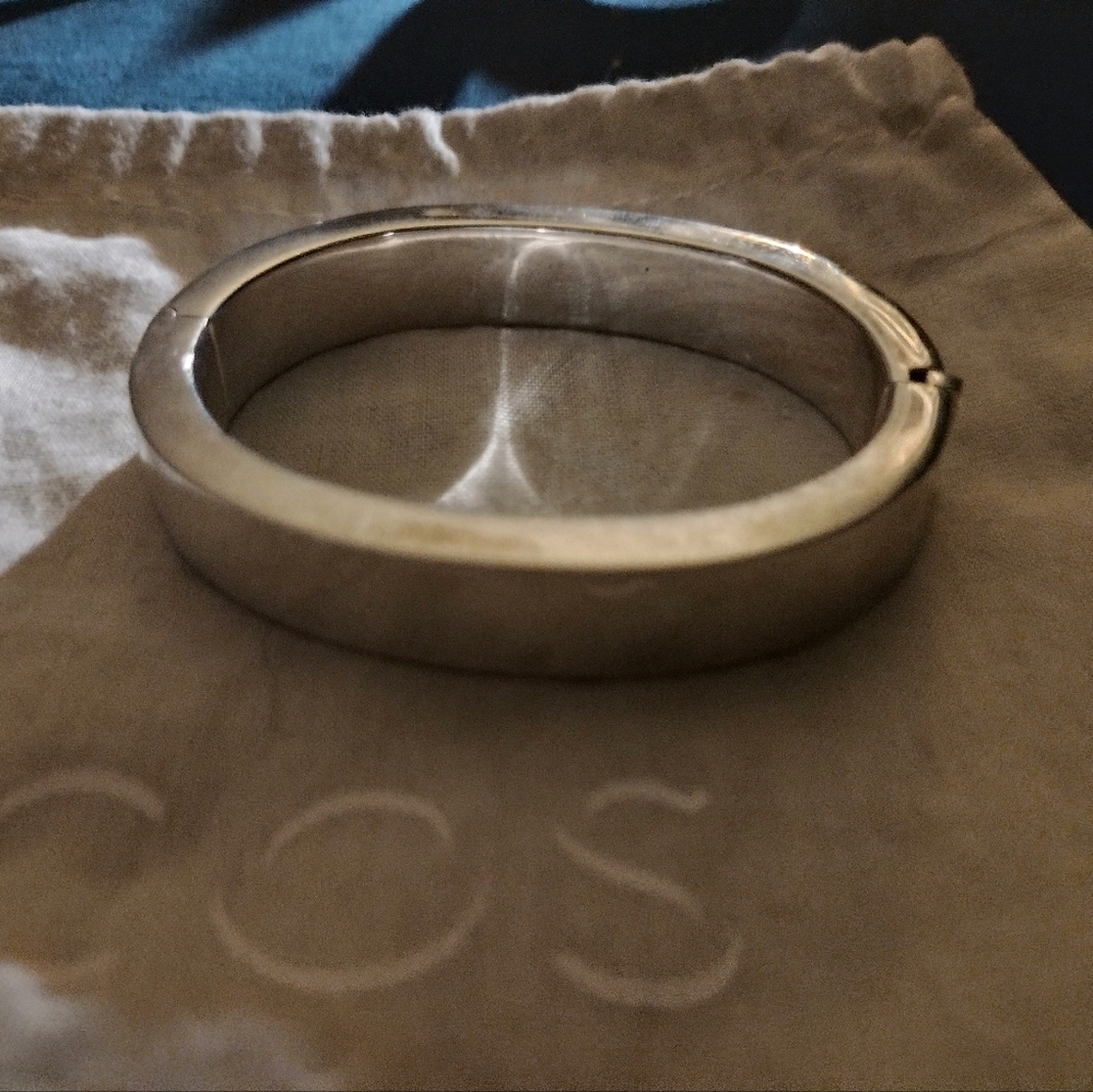 COS Thick Silver Hinged Bangle Bracelet